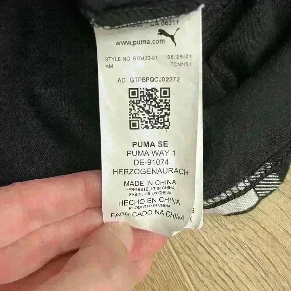 PUMA Power AOP Tee Mens Short Sleeve All Over Logo Print Black White L